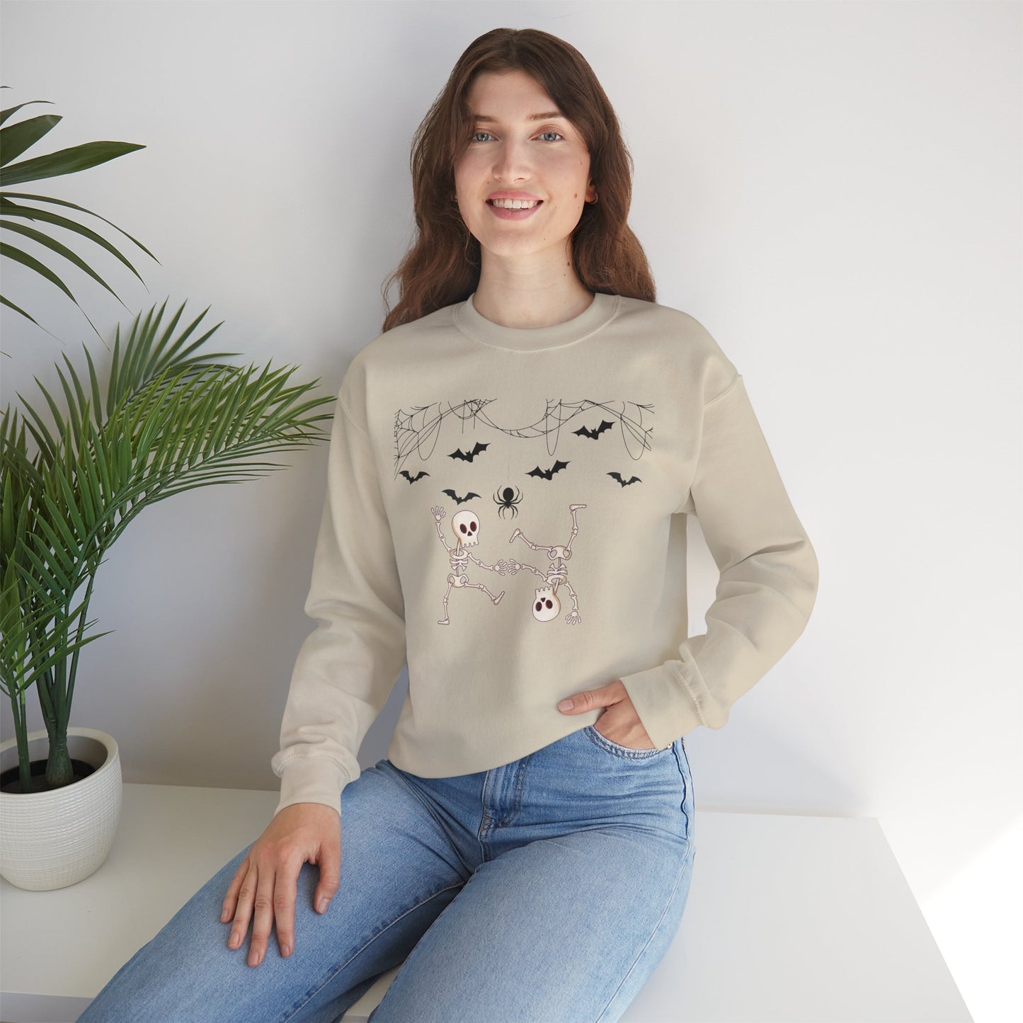 Halloween Skeleton Crewneck Sweatshirt, Spooky Sweatshirt, Unisex Halloween Apparel, Cozy Fall Fashion, Unique Gift for Halloween