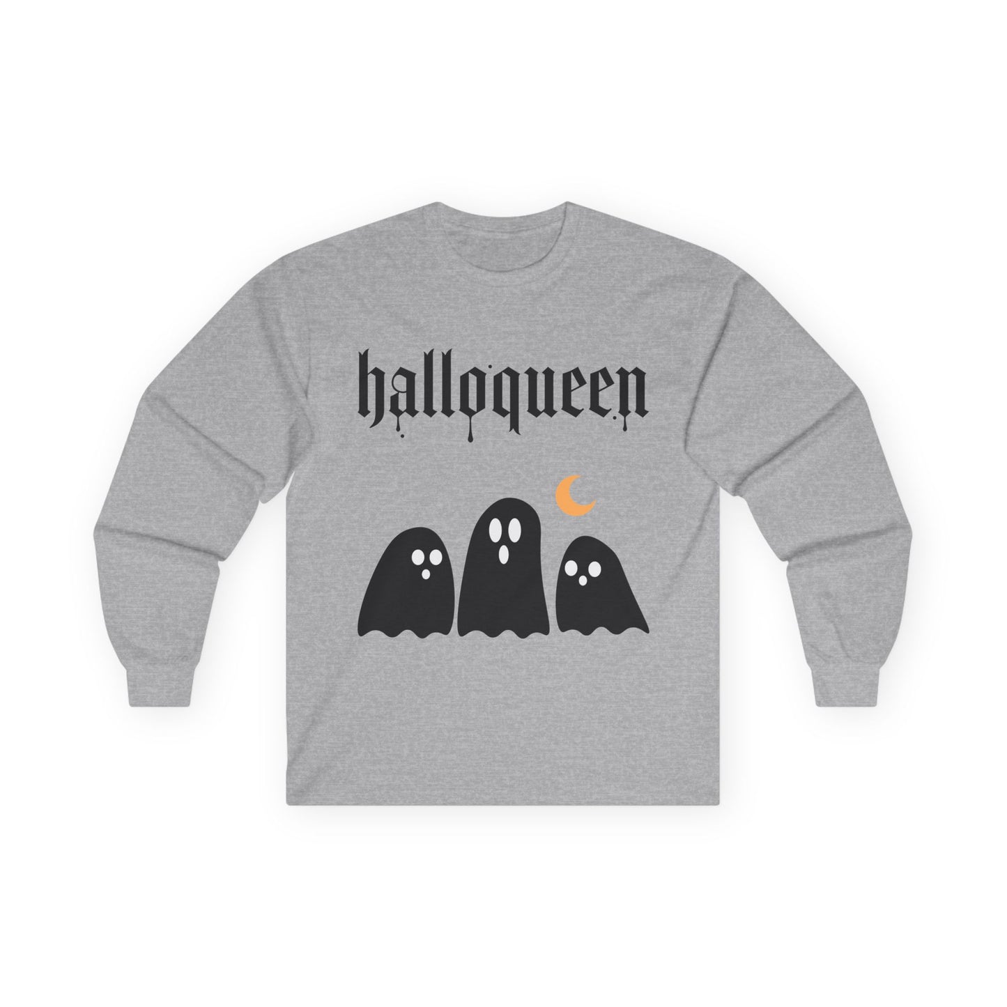 Unisex Halloween Ghosts Long Sleeve Tee - 'Halloqueen'