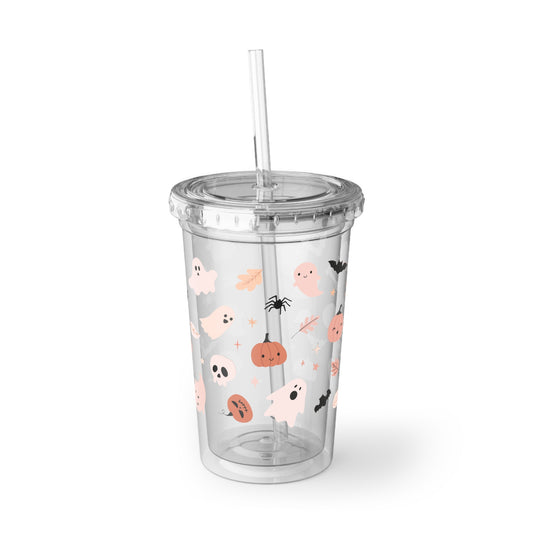 Halloween Ghost Acrylic Cup, Spooky Drinkware, Fall Beverage Tumbler, Cute Halloween Gifts, Reusable Travel Cup