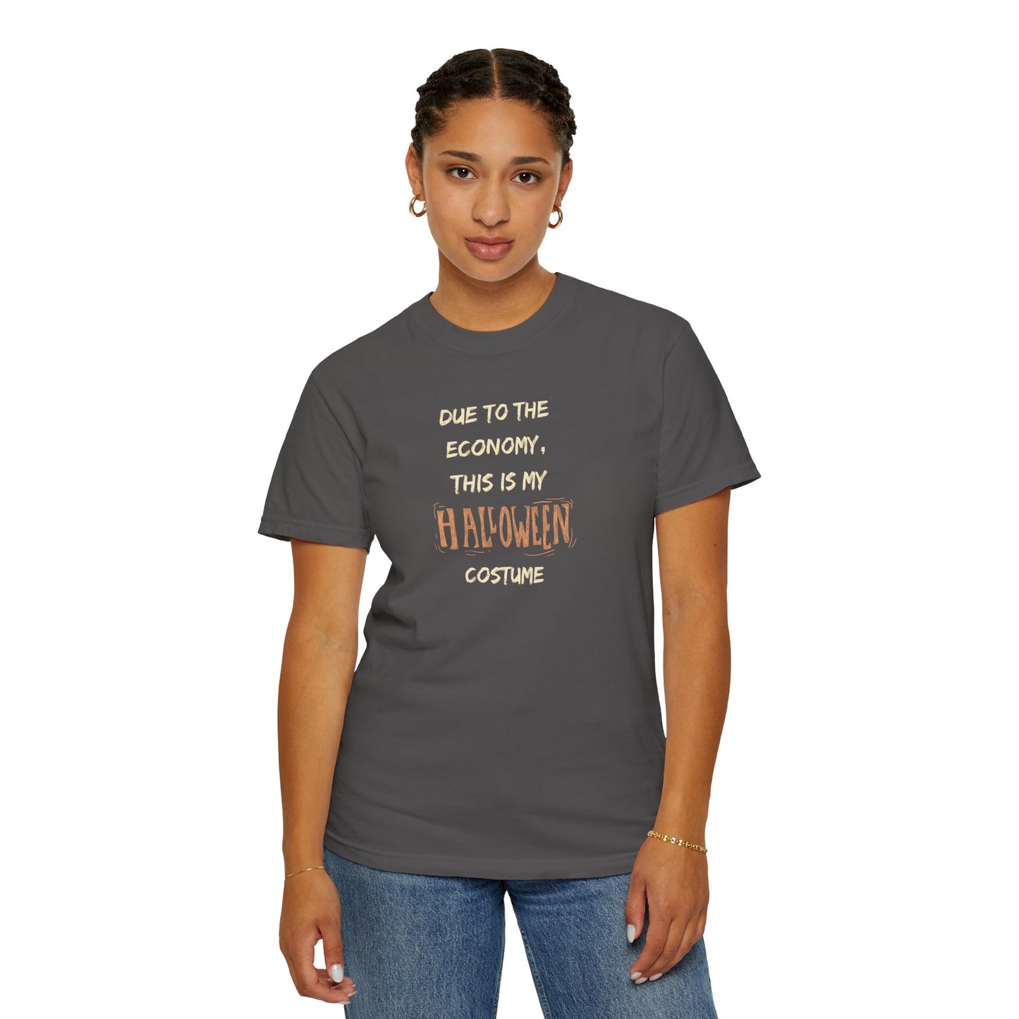 Humorous Halloween T-Shirt, Funny Costume Tee, Unisex Garment-Dyed Shirt, Casual Halloween Apparel, Gift for Halloween Celebrations