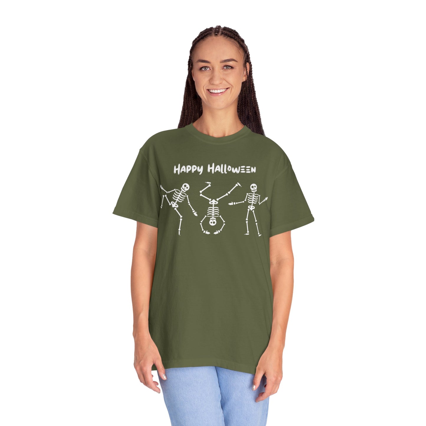 Happy Halloween Skeleton T-shirt, Unisex Halloween Tee, Spooky Season Shirt, Fall Festivity T-shirt, Fun Halloween Apparel