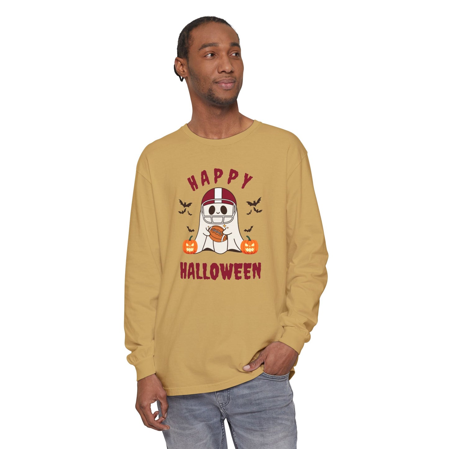 Halloween Unisex Long Sleeve T-Shirt, Cute Ghost Tee, Seasonal Apparel, Casual Halloween Outfit, Trick or Treat Shirt, October Fashion