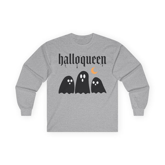 Unisex Halloween Ghosts Long Sleeve Tee - 'Halloqueen'