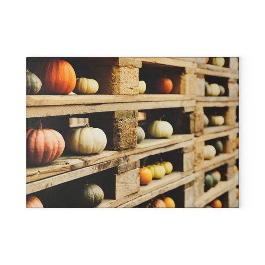 Autumn Harvest Glass Cutting Board, Fall Kitchen Decor, Thanksgiving Gift, Rustic Chopping Board, Farmhouse Style