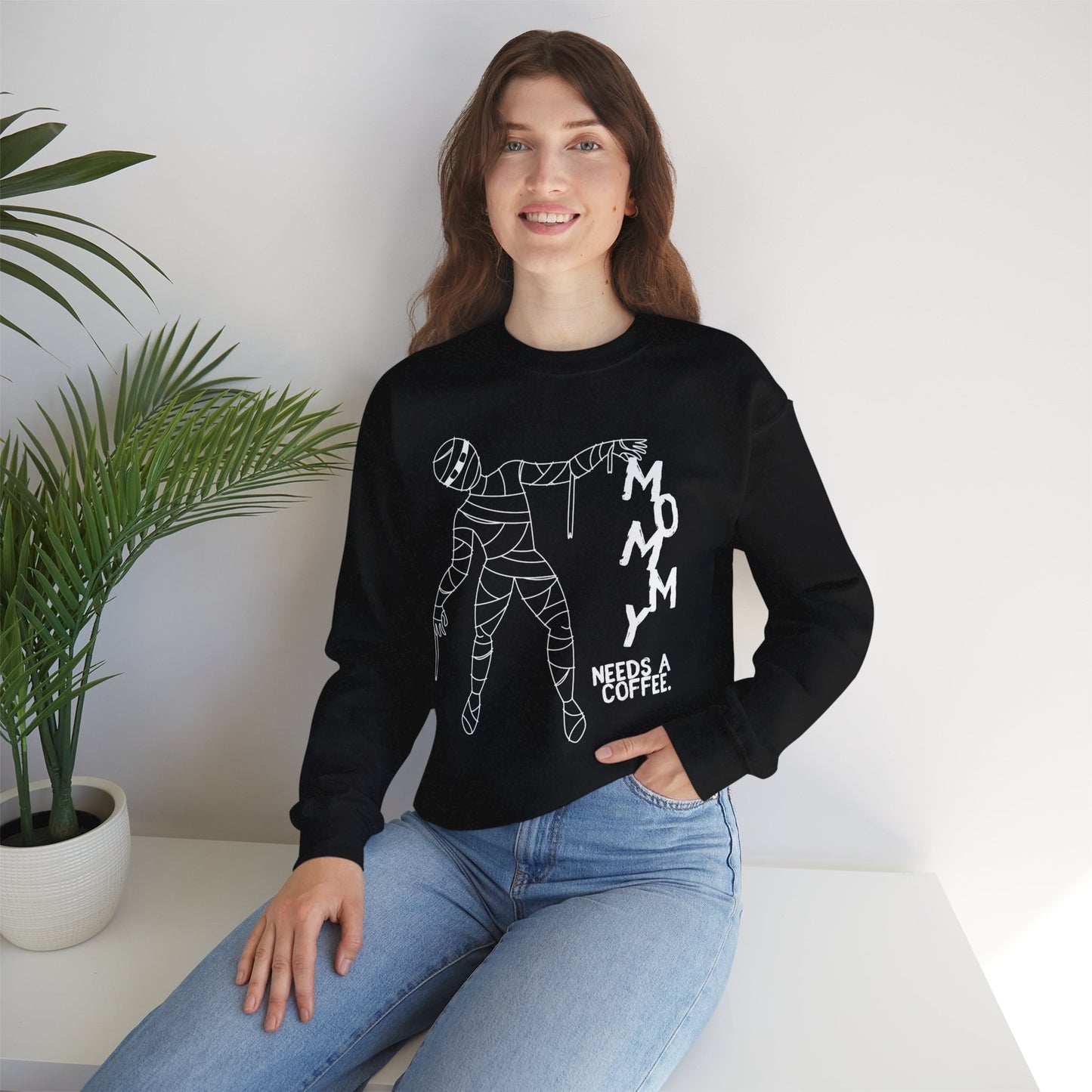 Spooky Coffee Lover Sweatshirt, Halloween Gift, Mom Life Crewneck, Cozy Fall Fashion, Casual Everyday Wear, Gift for Moms