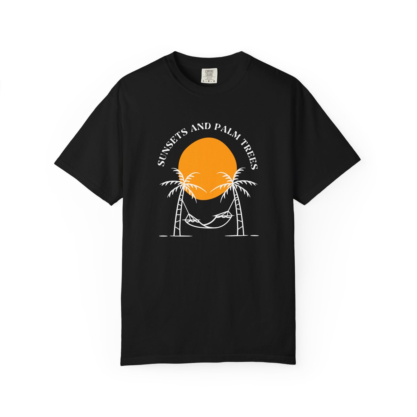 Sunset and Palm Trees T-shirt, Unisex Relaxed Tee, Summer Vibes Shirt, Vacation Attire, Beach Lover Gift, Casual Wear