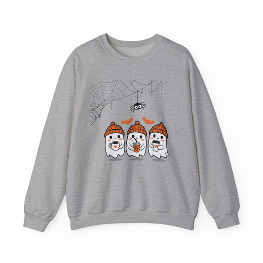 Cute Ghost Halloween Crewneck Sweatshirt, Spooky Season Sweatshirt, Halloween Apparel, Fall Fashion, Unisex Gift, Cozy Ghost Design