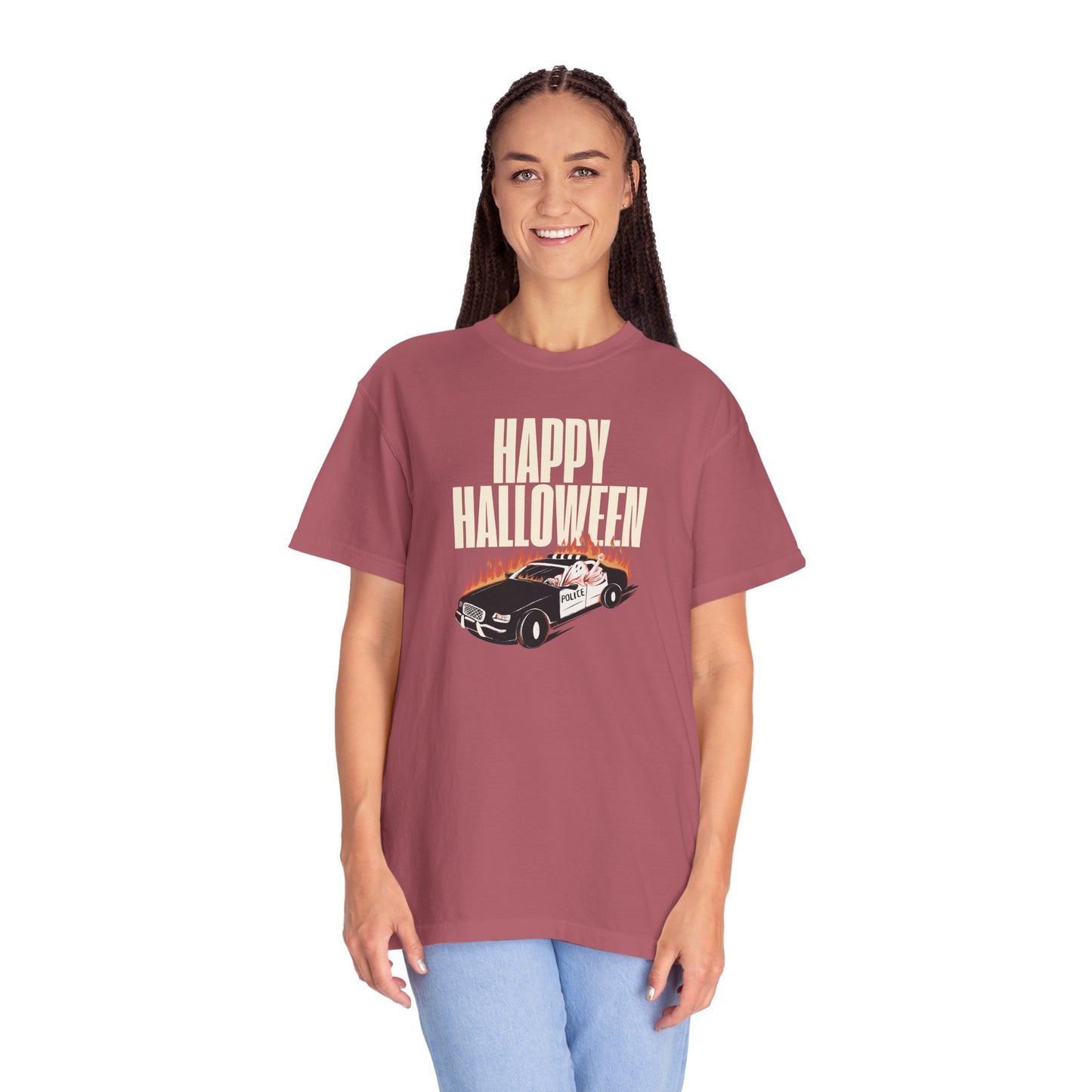 Halloween Car Graphic T-shirt, Unisex Spooky Tee, Fall Fashion, Halloween Costume, Retro Style Shirt, Gift for Halloween Lovers