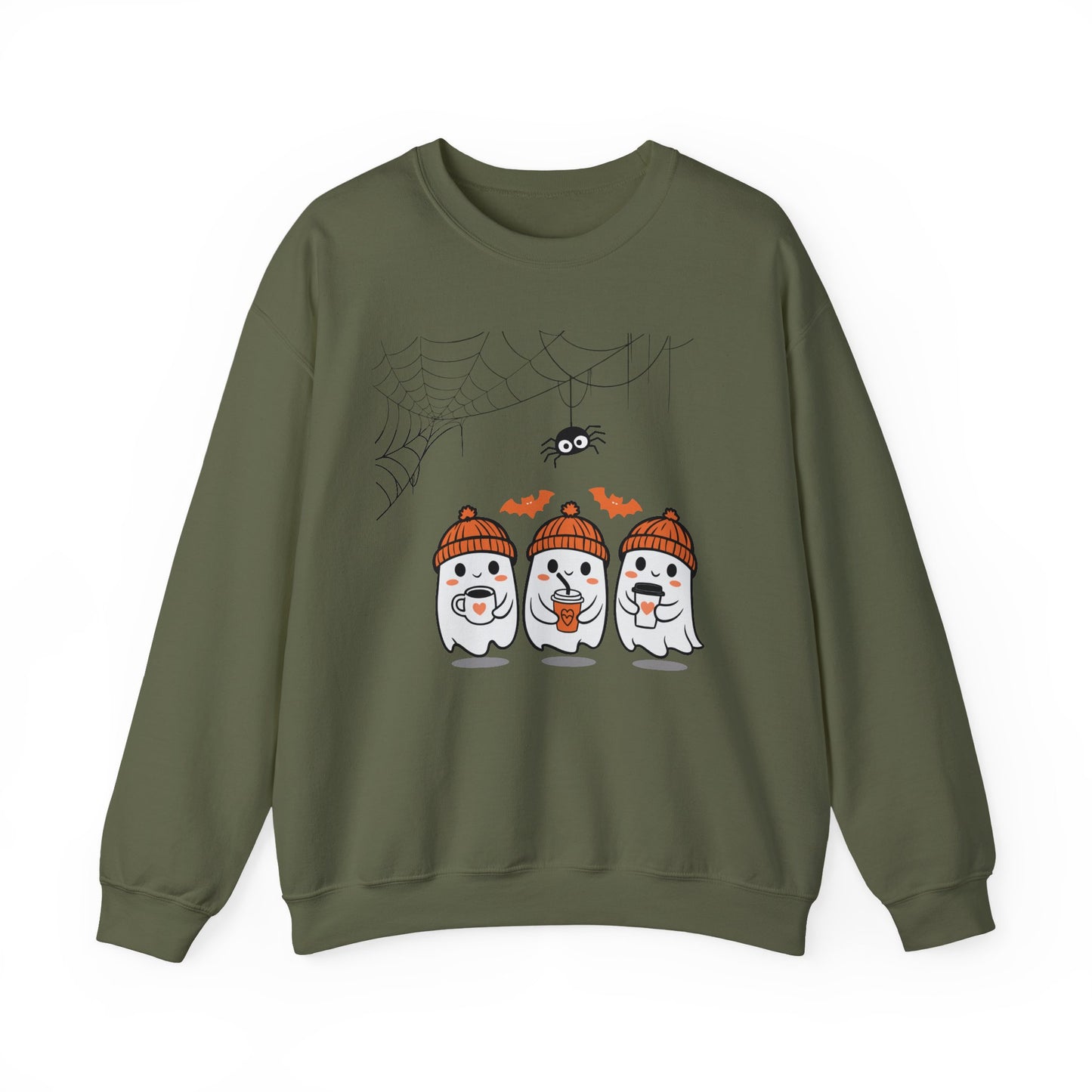 Cute Ghost Halloween Crewneck Sweatshirt, Spooky Season Sweatshirt, Halloween Apparel, Fall Fashion, Unisex Gift, Cozy Ghost Design