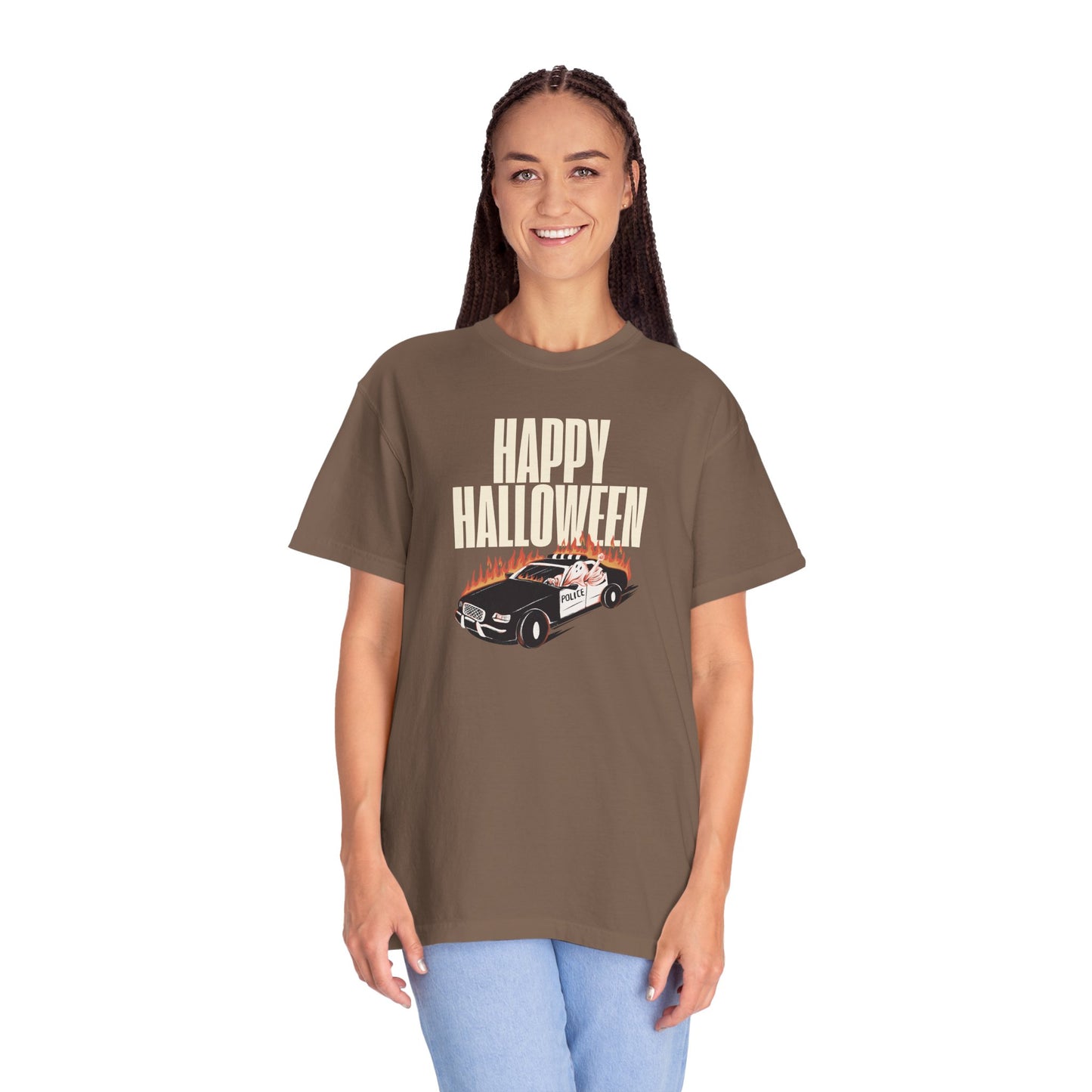 Halloween Car Graphic T-shirt, Unisex Spooky Tee, Fall Fashion, Halloween Costume, Retro Style Shirt, Gift for Halloween Lovers