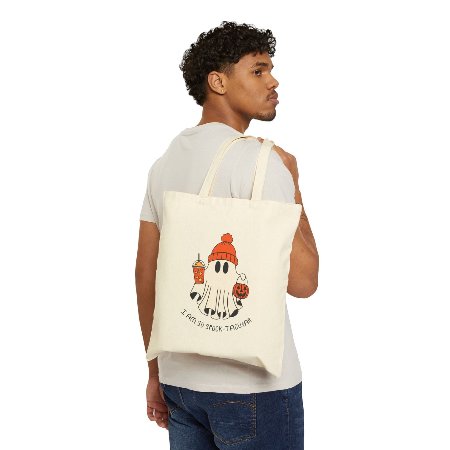 Halloween Ghost Tote Bag, Spook-tacular Gift, Eco-Friendly Cotton Bag, Trick or Treat Bag, Fun Everyday Tote