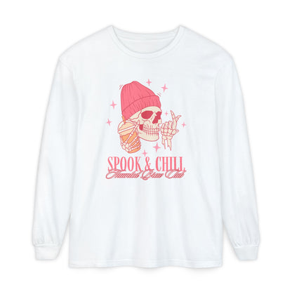 Spook & Chill Long Sleeve T-Shirt, Cozy Fall Fashion, Unisex Graphic Tee, Halloween Outfit, Trendy Gift for Friends
