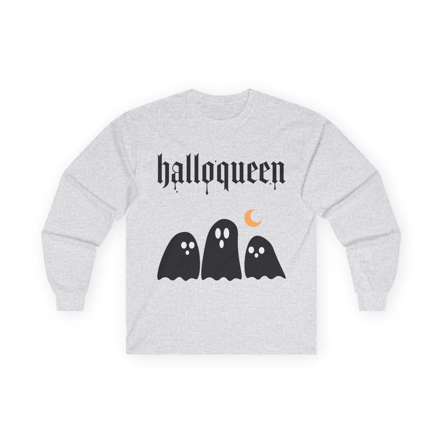 Unisex Halloween Ghosts Long Sleeve Tee - 'Halloqueen'