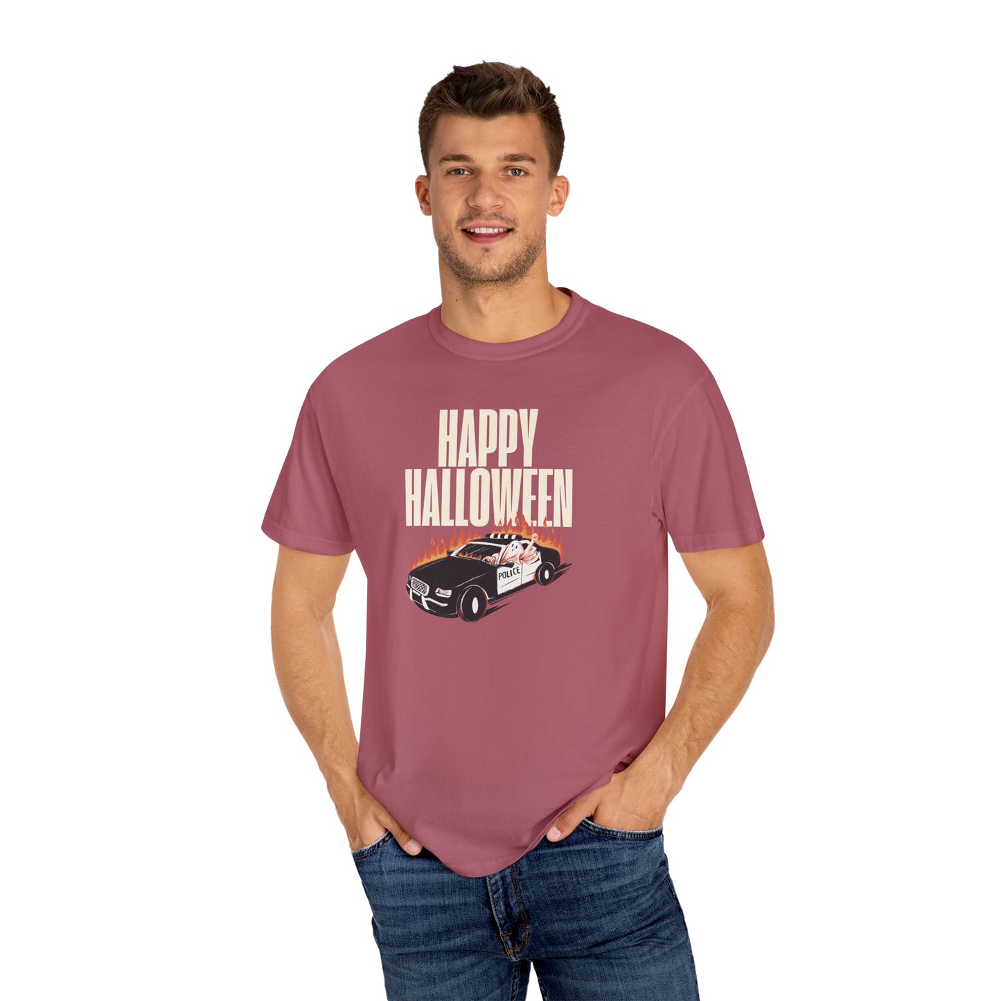 Halloween Car Graphic T-shirt, Unisex Spooky Tee, Fall Fashion, Halloween Costume, Retro Style Shirt, Gift for Halloween Lovers