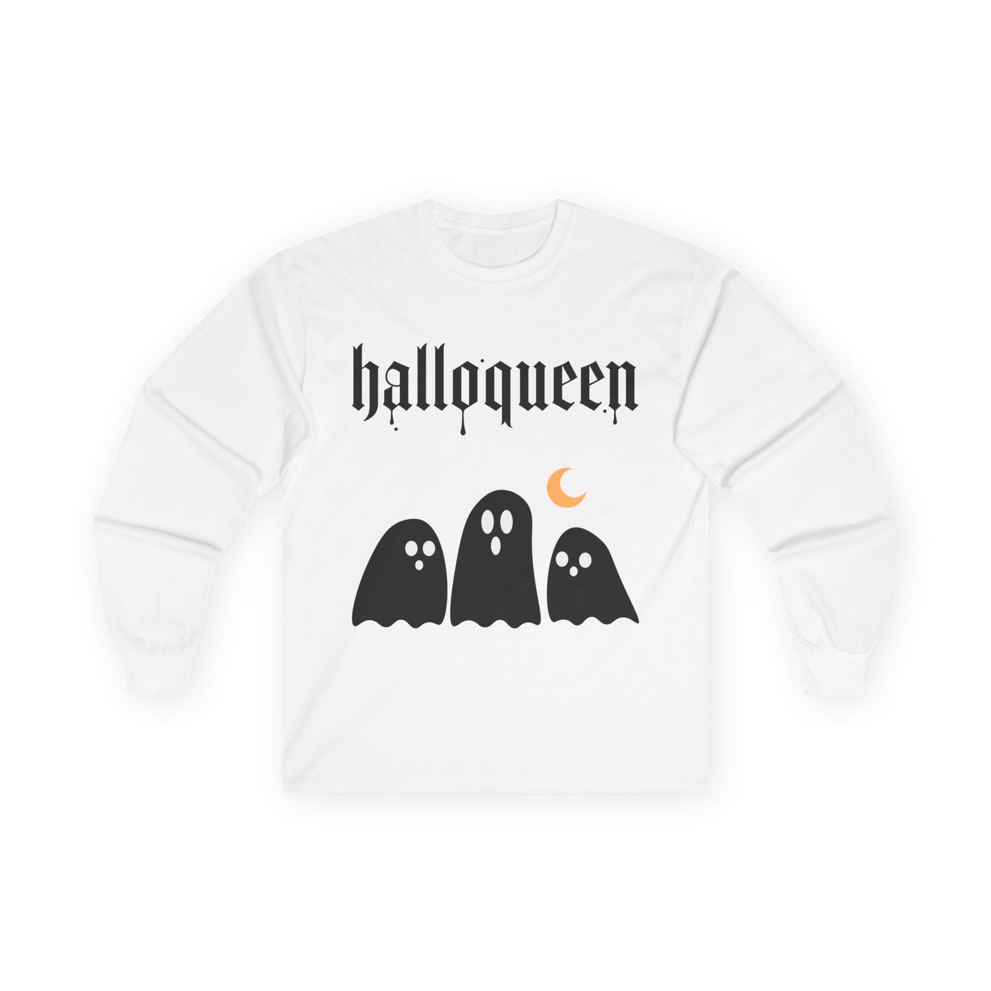 Unisex Halloween Ghosts Long Sleeve Tee - 'Halloqueen'