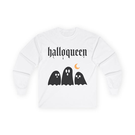 Unisex Halloween Ghosts Long Sleeve Tee - 'Halloqueen'