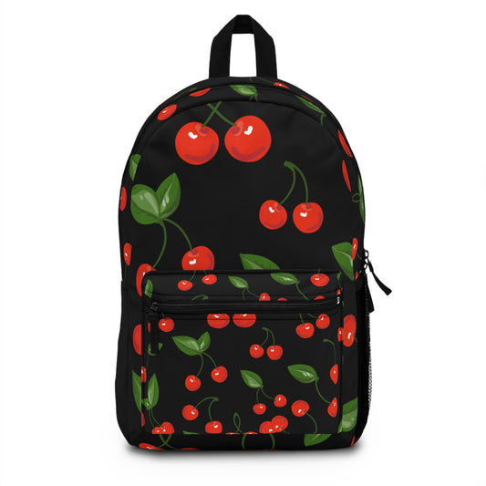 Cherry Blossom Backpack - Trendy School Bag, Stylish Everyday Backpack, Gift for Students, Travel Bag, Red Cherries Design