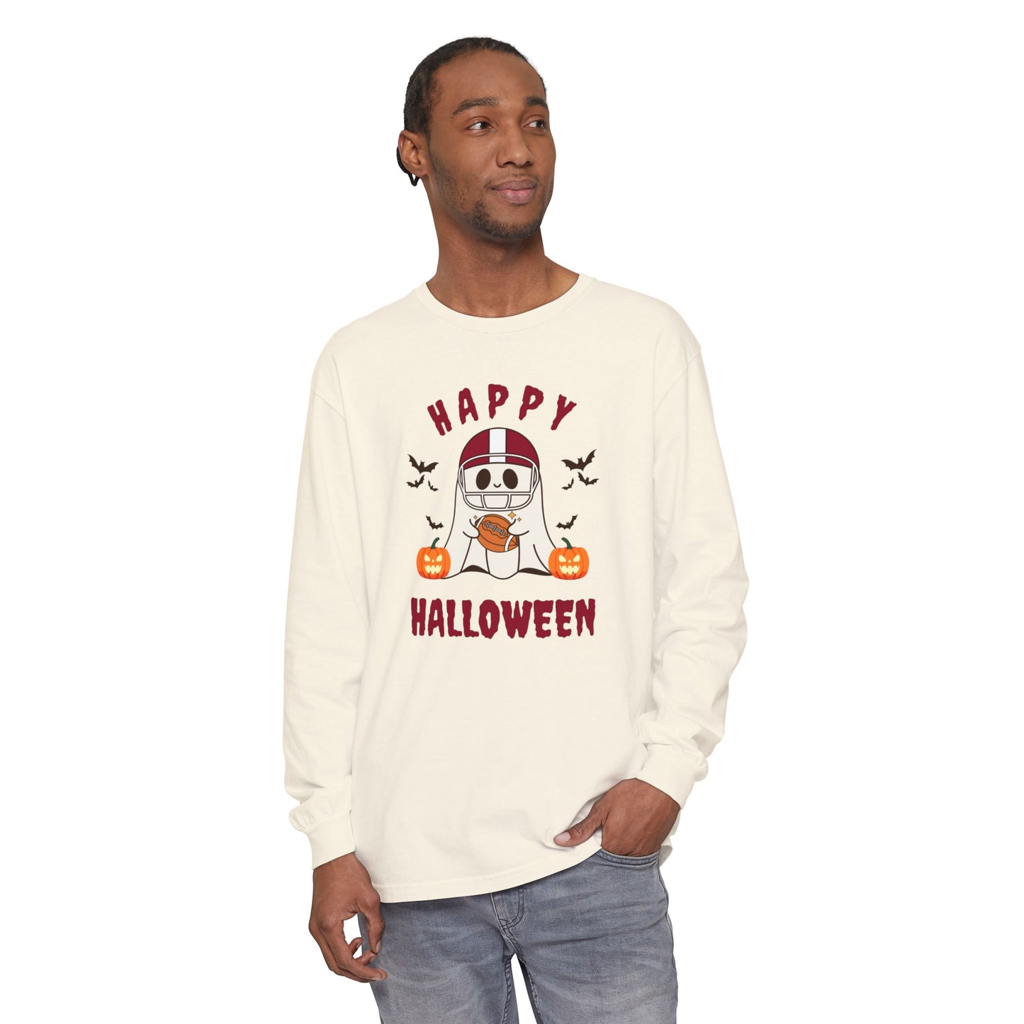 Halloween Unisex Long Sleeve T-Shirt, Cute Ghost Tee, Seasonal Apparel, Casual Halloween Outfit, Trick or Treat Shirt, October Fashion