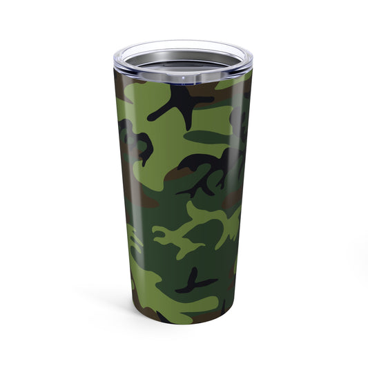 Camo Tumbler 20oz: Stylish Travel Mug - Outdoors, Gifts, Army-themed Drinkware, Eco-Friendly, Personalized