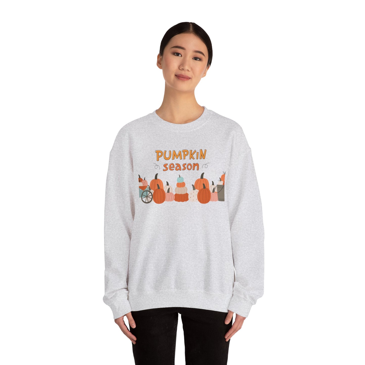 Pumpkin Season Crewneck Sweatshirt, Cozy Fall Fashion, Halloween Gift, Autumn Apparel, Casual Comfort, Unisex Sweater