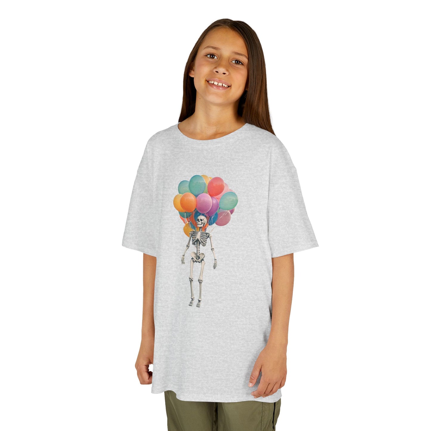Kids Skeleton Balloon Tee - Fun Halloween Shirt, Birthday Gift, Unique Kids Tee, Playful Cotton Shirt, Holiday Apparel, Cute Skeleton Design