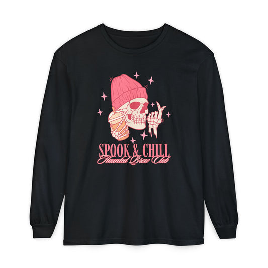Spook & Chill Long Sleeve T-Shirt, Cozy Fall Fashion, Unisex Graphic Tee, Halloween Outfit, Trendy Gift for Friends