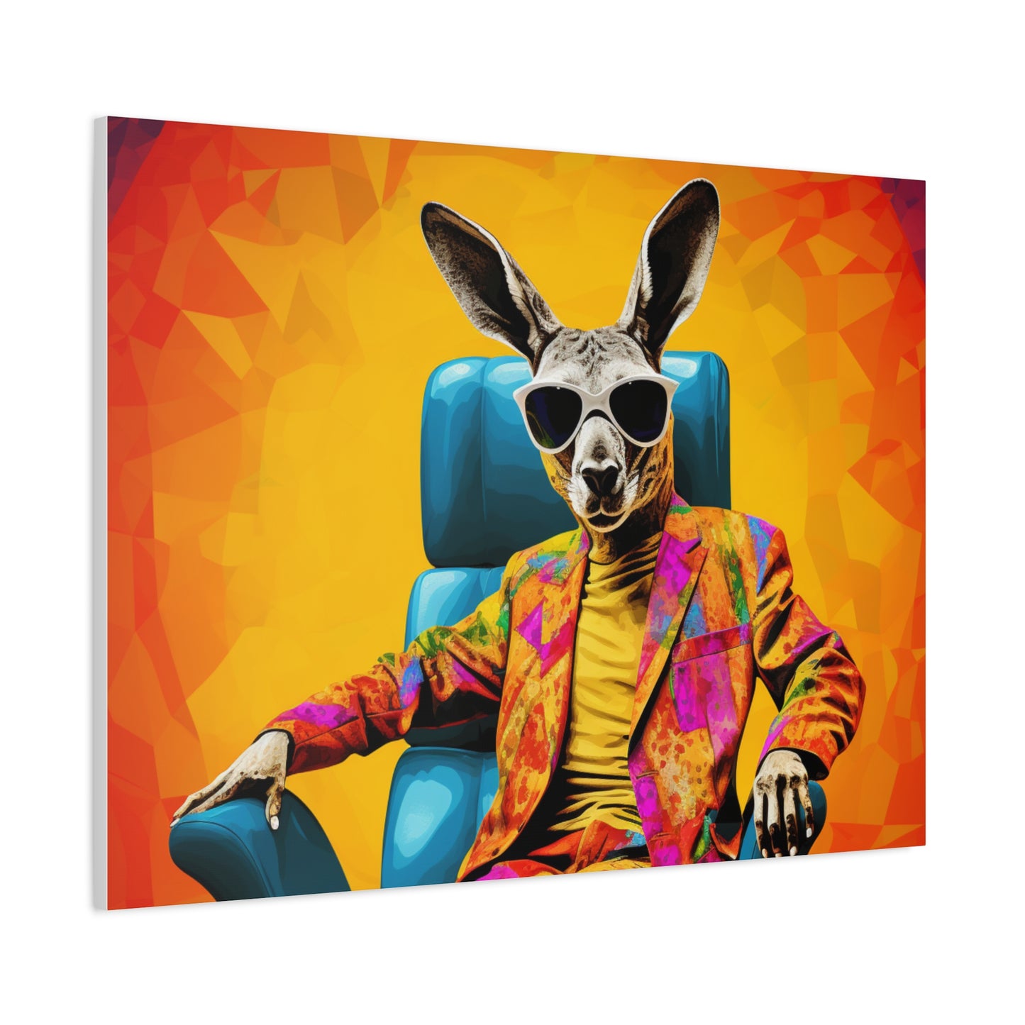 Colorful Kangaroo Wall Art - Retro Stretched Canvas