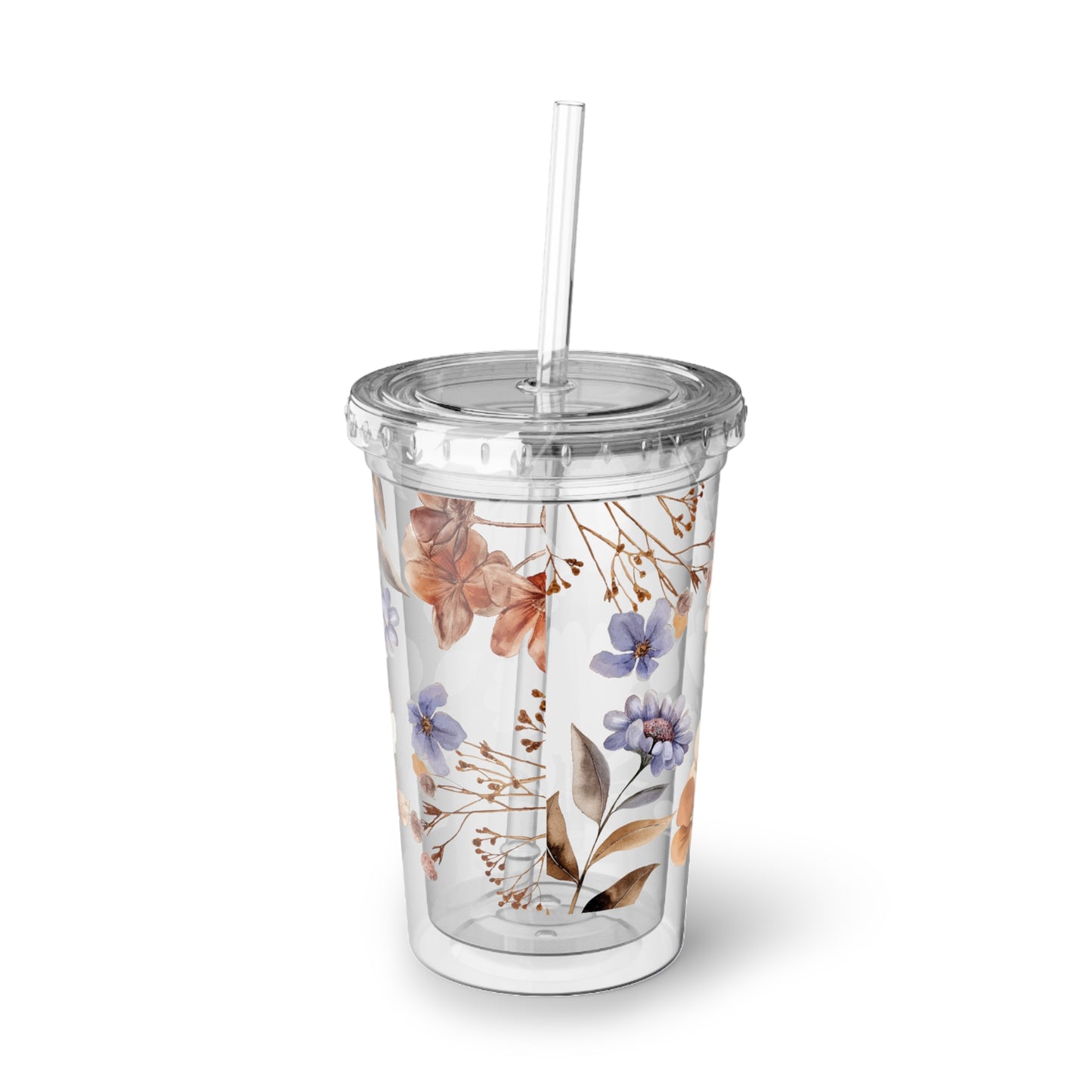 Floral Acrylic Cup, Tumblers for Summer, Stylish Travel Cup, Floral Drinkware, Gifts for Her, Eco-Friendly Cup