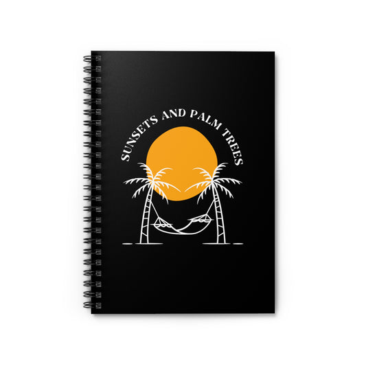Sunset Palm Tree Spiral Notebook - Tropical Vibes, Journal for Beach Lovers, Gift for Her, Travel Diary, Summer Memories