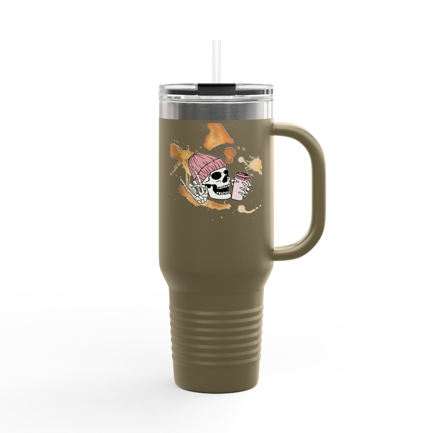 Skull Art Insulated Travel Mug, Stylish Coffee Cup, 40oz Tumbler, Unique Gift for Him or Her, Outdoor Adventure Drinkware