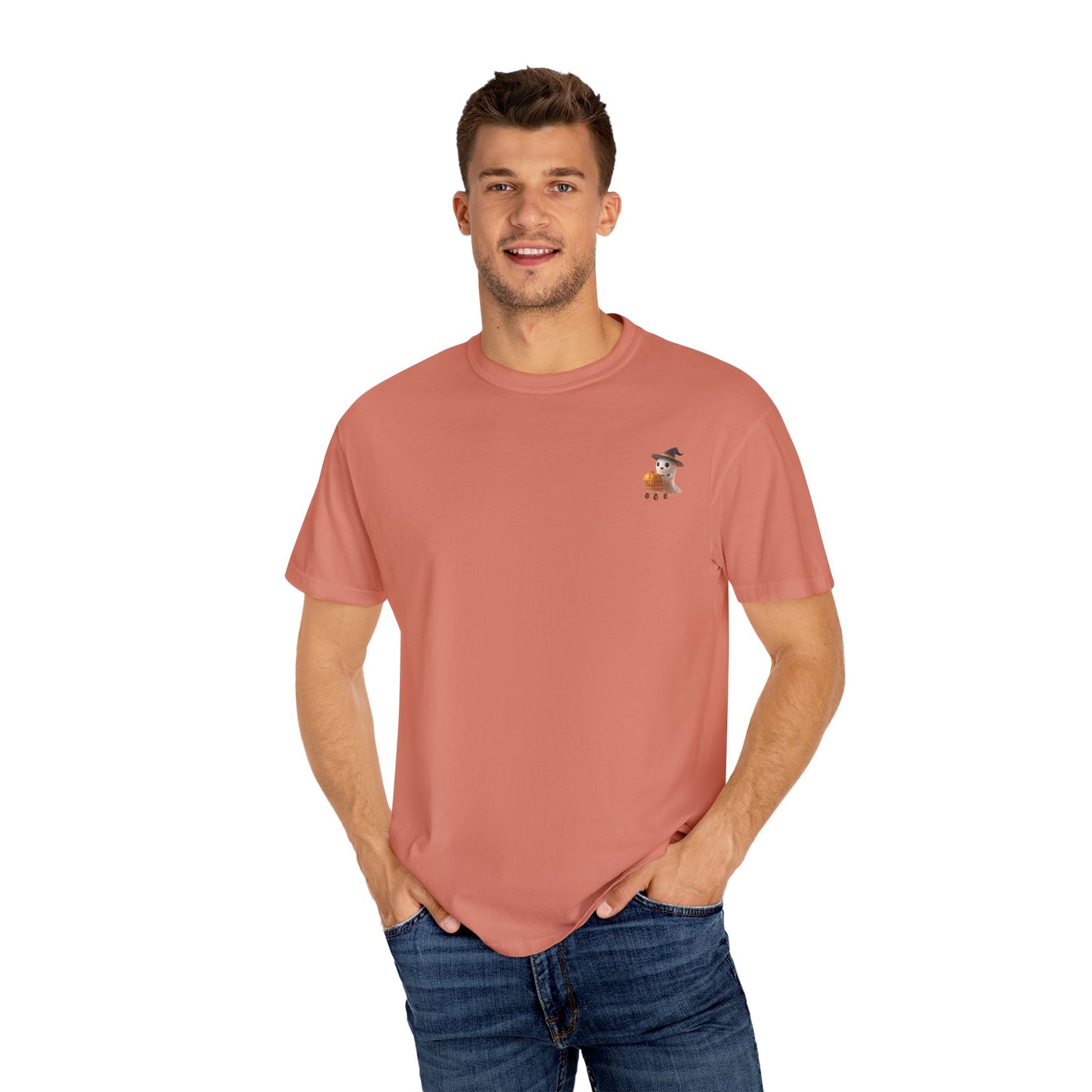 Casual Unisex Garment-Dyed T-Shirt, Ghost Shopping Trendy Graphic Tee for Everyday Wear, Summer Fashion, Gift for Him/Her