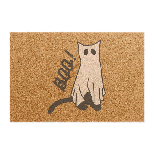 Cat Ghost Doormat | Halloween Cat Mat, Funny Welcome Mat, Trick or Treat Entrance Decor, Pet Lover Gift, Spooky Home Decor