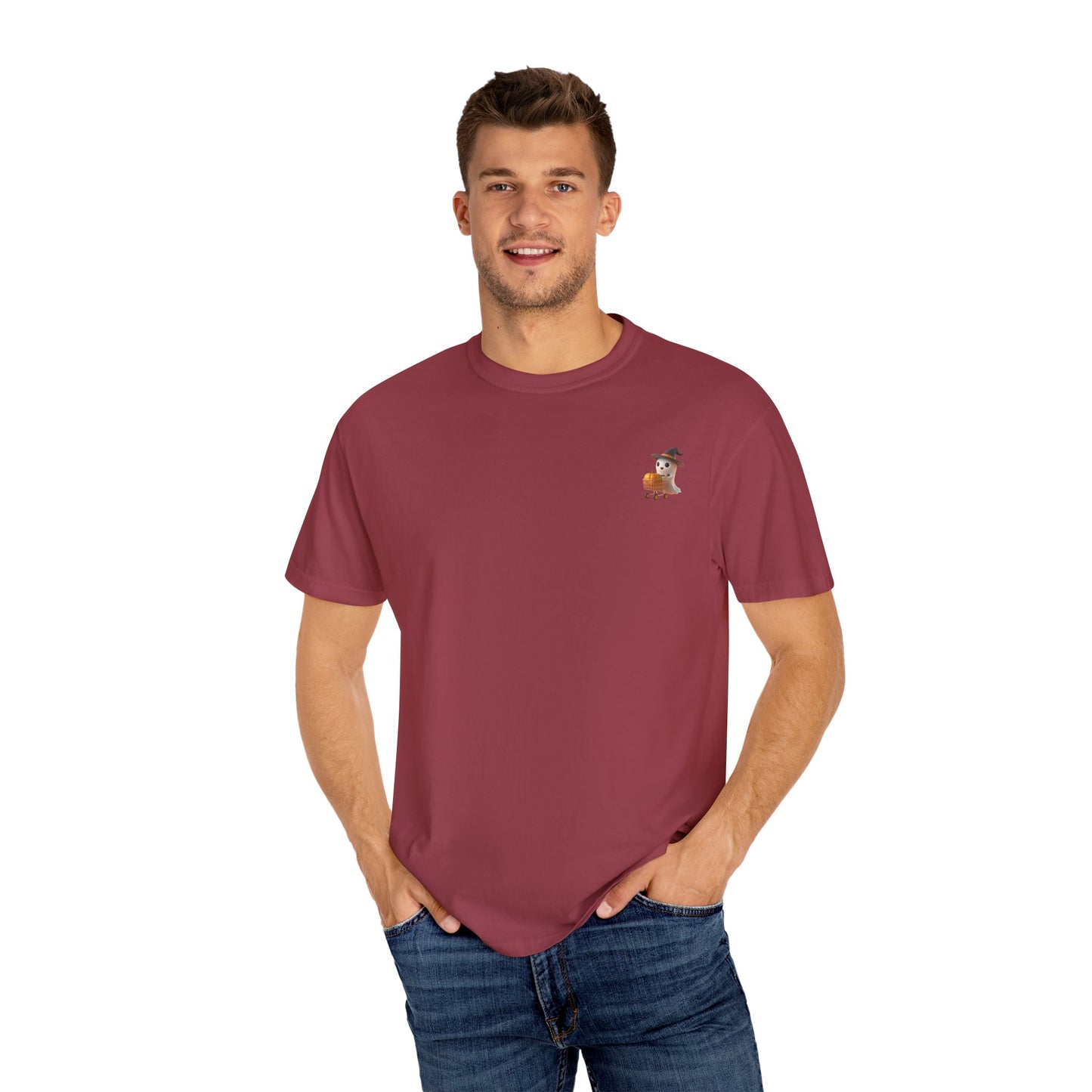 Casual Unisex Garment-Dyed T-Shirt, Ghost Shopping Trendy Graphic Tee for Everyday Wear, Summer Fashion, Gift for Him/Her