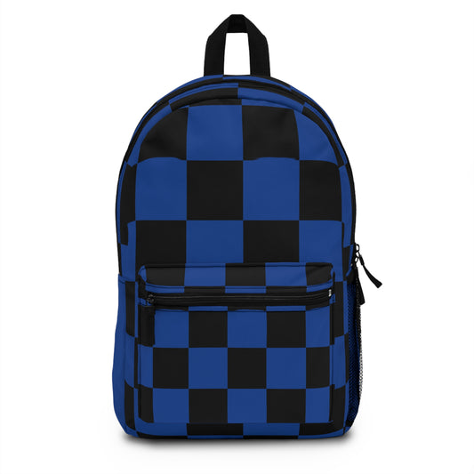 Stylish Blue Checkered Backpack - Trendy School Bag, Casual Daypack, Gift for Students, Graphic Backpack, Modern Travel Accessories