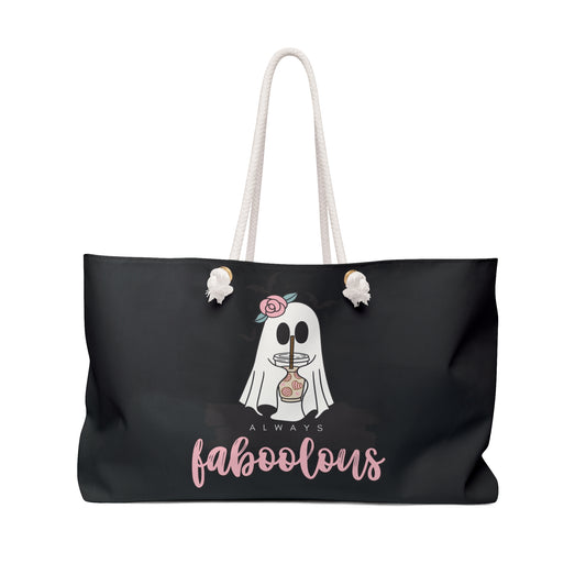 Faboolous Weekender Bag, Ghost Theme Travel Tote, Weekend Getaway Bag, Unique Gift, Halloween Tote, Stylish Beach Bag