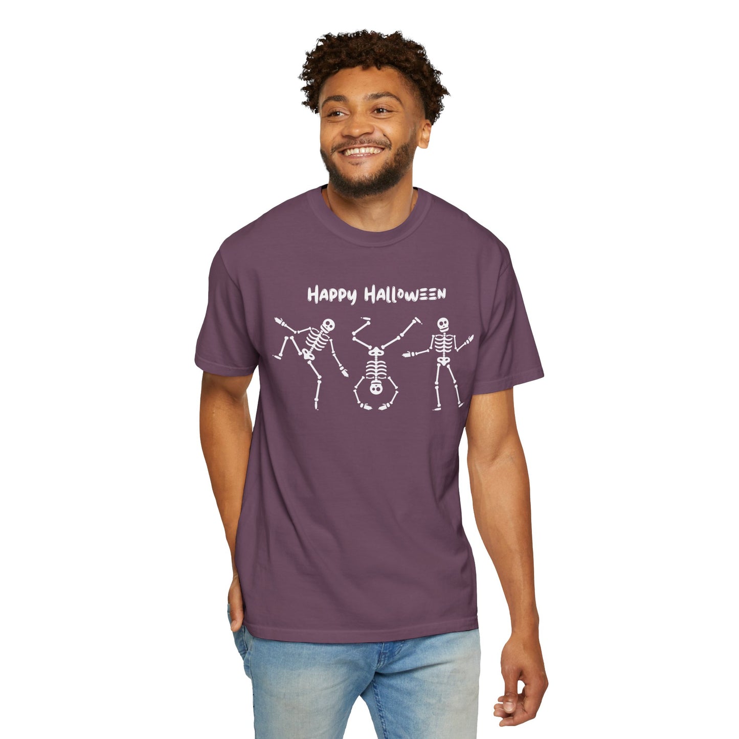 Happy Halloween Skeleton T-shirt, Unisex Halloween Tee, Spooky Season Shirt, Fall Festivity T-shirt, Fun Halloween Apparel