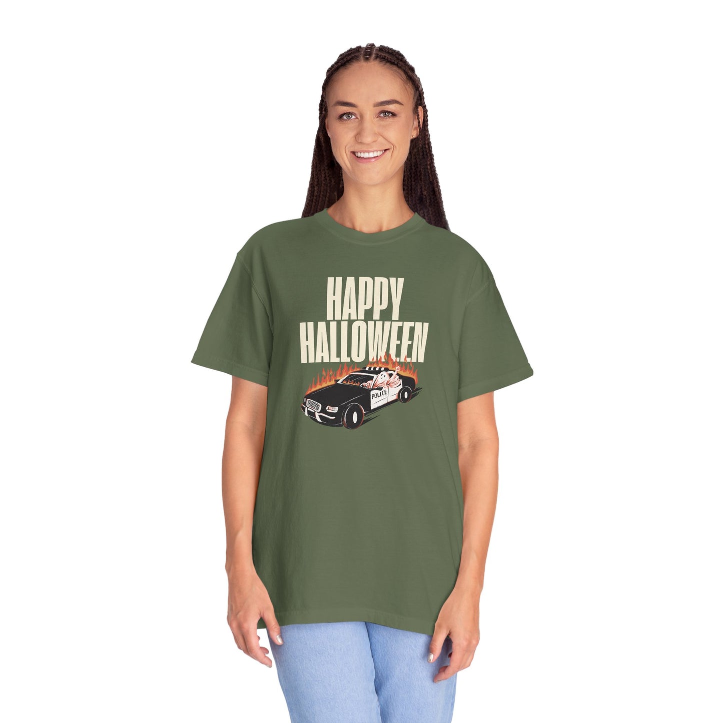 Halloween Car Graphic T-shirt, Unisex Spooky Tee, Fall Fashion, Halloween Costume, Retro Style Shirt, Gift for Halloween Lovers