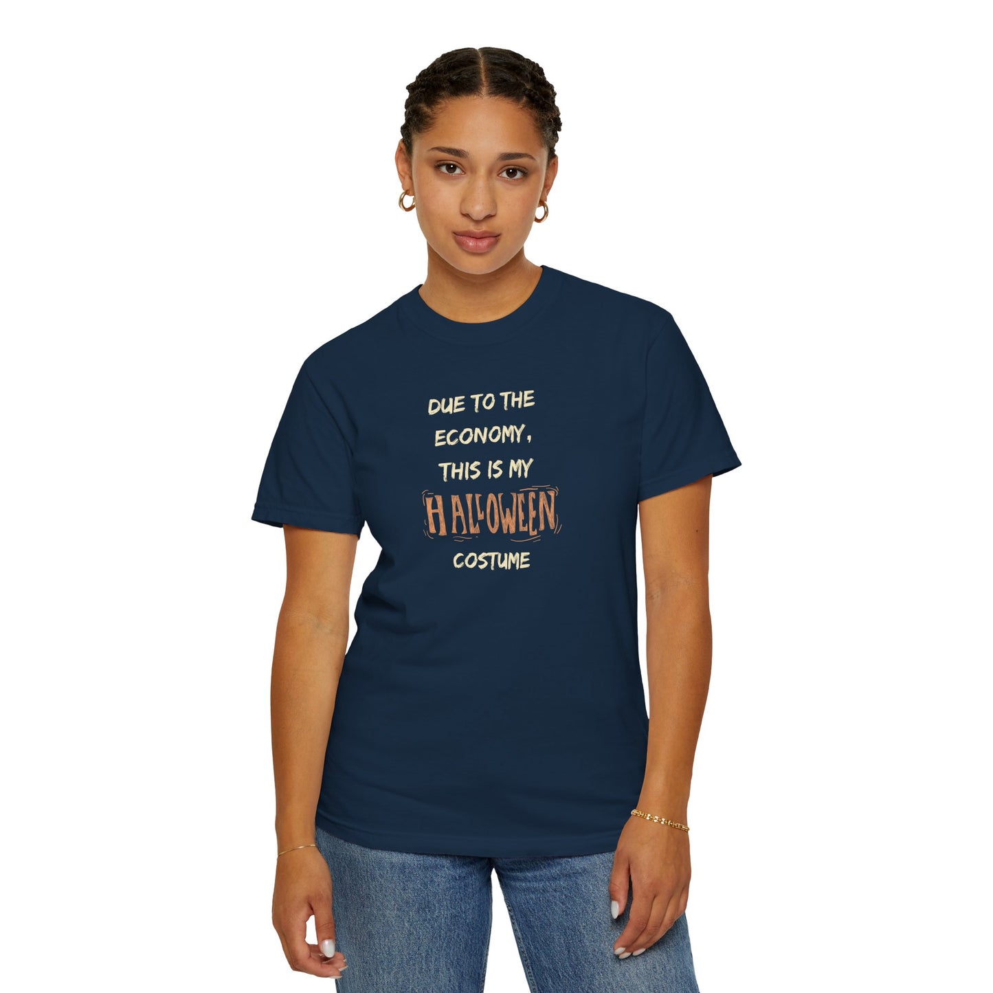 Humorous Halloween T-Shirt, Funny Costume Tee, Unisex Garment-Dyed Shirt, Casual Halloween Apparel, Gift for Halloween Celebrations