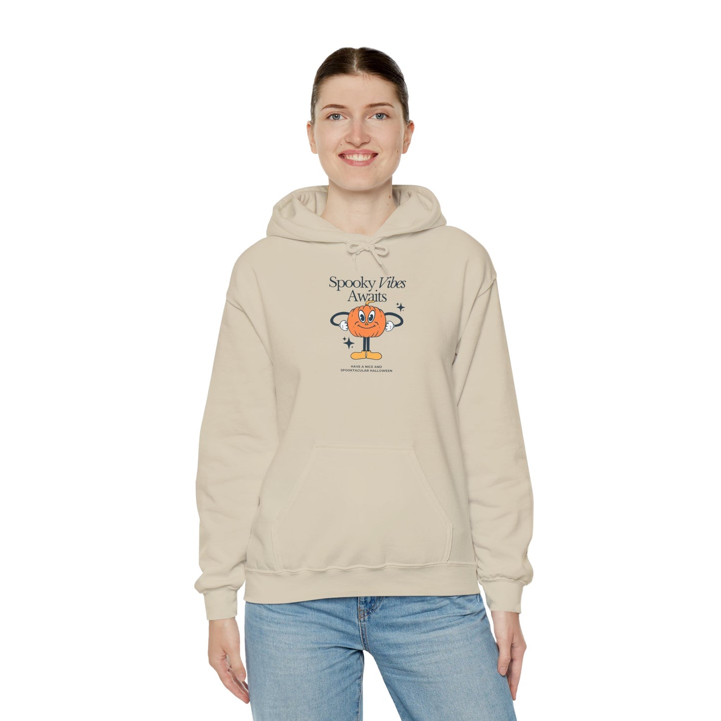 Spooky Vibes Unisex Hooded Sweatshirt, Halloween Apparel, Cozy Hoodie, Pumpkin Sweatshirt, Holiday Gift, Casual Wear