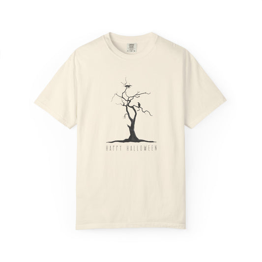 Garment-Dyed T-Shirt with Minimalist Tree Design, Unisex Nature Tee, Eco-Friendly Gift, Casual Wear, Sustainable Fashion