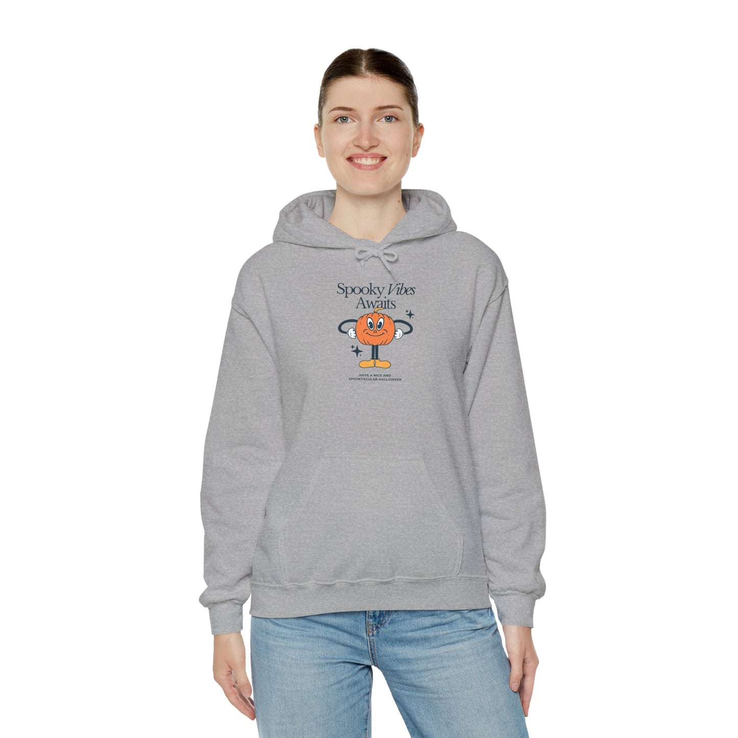 Spooky Vibes Unisex Hooded Sweatshirt, Halloween Apparel, Cozy Hoodie, Pumpkin Sweatshirt, Holiday Gift, Casual Wear