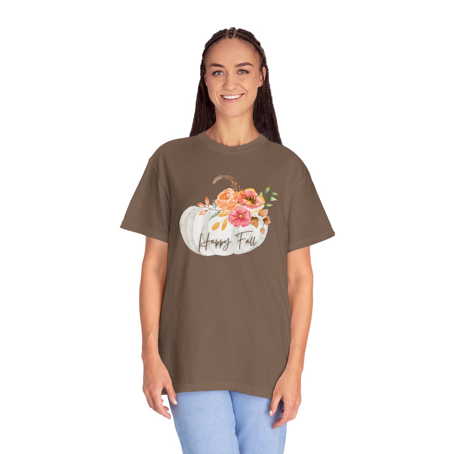 Happy Fall Pumpkin T-Shirt | Unisex Garment-Dyed Tee for Autumn, Thanksgiving, Fall Fashion, Pumpkin Lovers, Seasonal Style