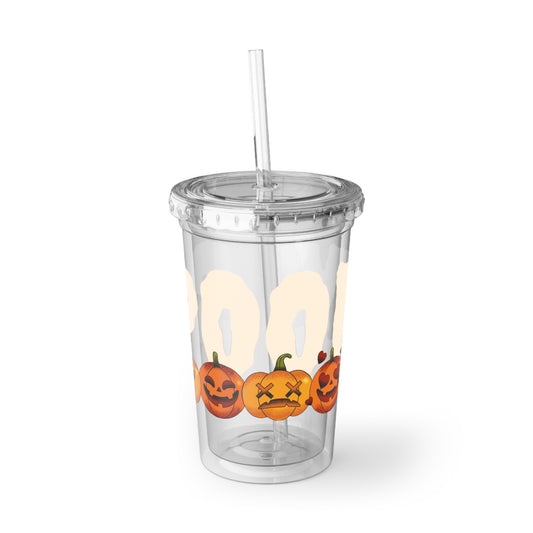 Halloween Pumpkin Acrylic Cup, Spooky Drinkware, Fall Decor, Holiday Gift, Reusable Tumbler with Straw, Autumn Bash Essential
