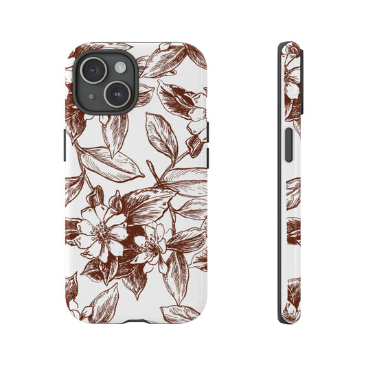 Floral Phone Case, Elegant Tough Cases for Women, Phone Accessories, Gift for Her, Vintage Flower Design