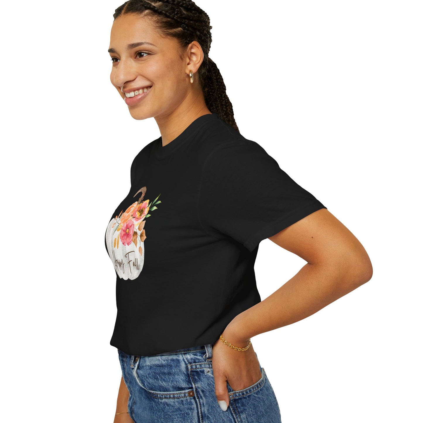 Happy Fall Pumpkin T-Shirt | Unisex Garment-Dyed Tee for Autumn, Thanksgiving, Fall Fashion, Pumpkin Lovers, Seasonal Style