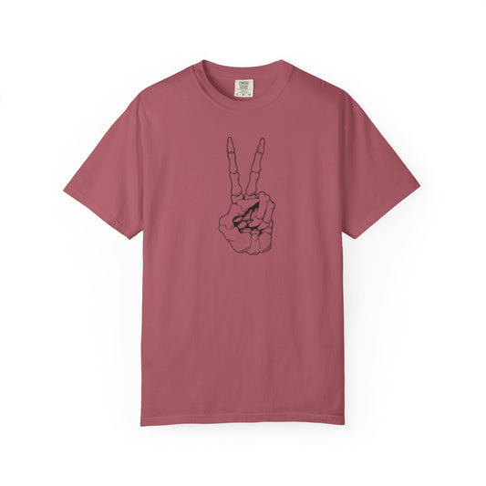 Peace To Death Unisex Garment-Dyed T-Shirt, Soft Graphic Tee for Casual Wear, Perfect for Earth Day, Music Festivals, and Relaxed Outings