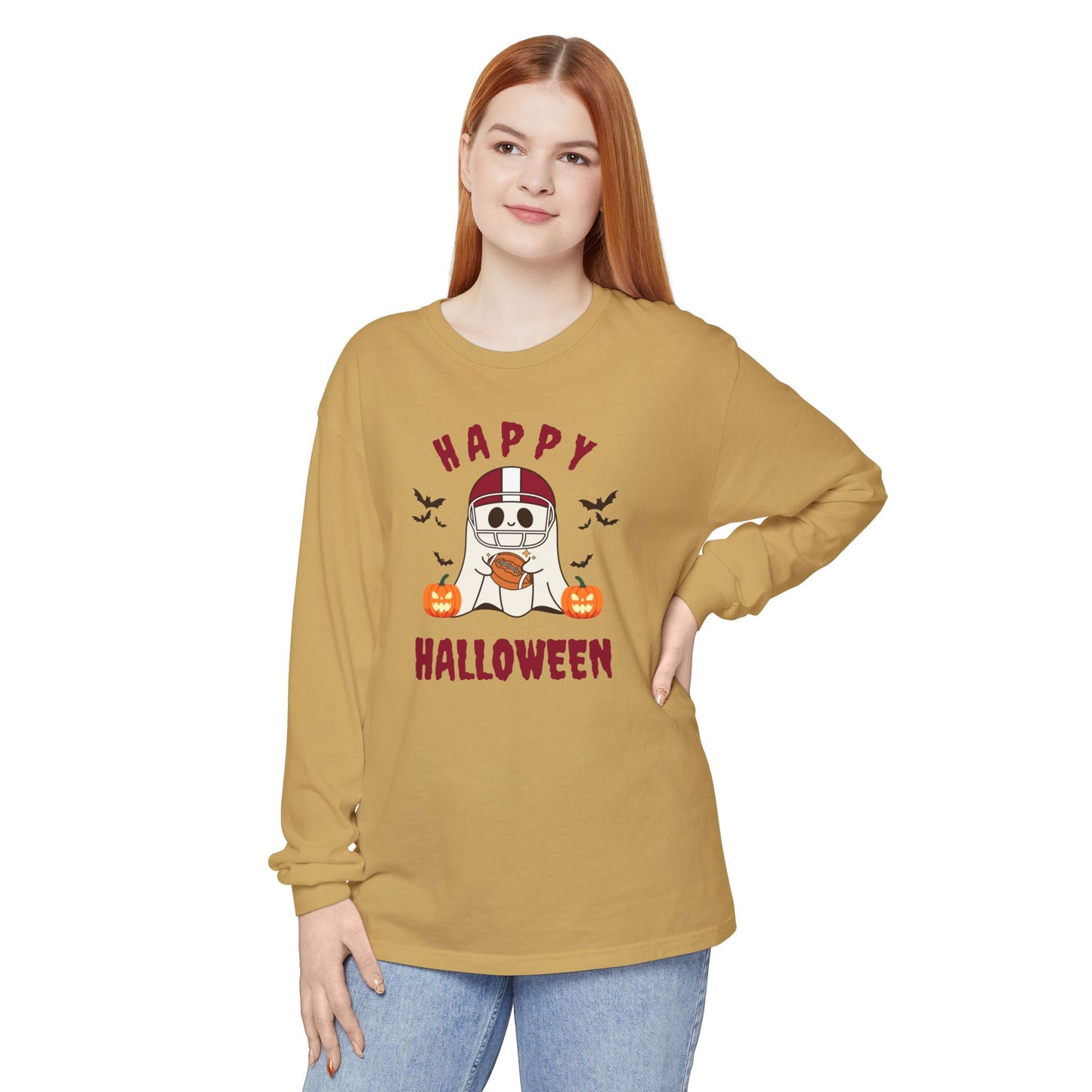 Halloween Unisex Long Sleeve T-Shirt, Cute Ghost Tee, Seasonal Apparel, Casual Halloween Outfit, Trick or Treat Shirt, October Fashion