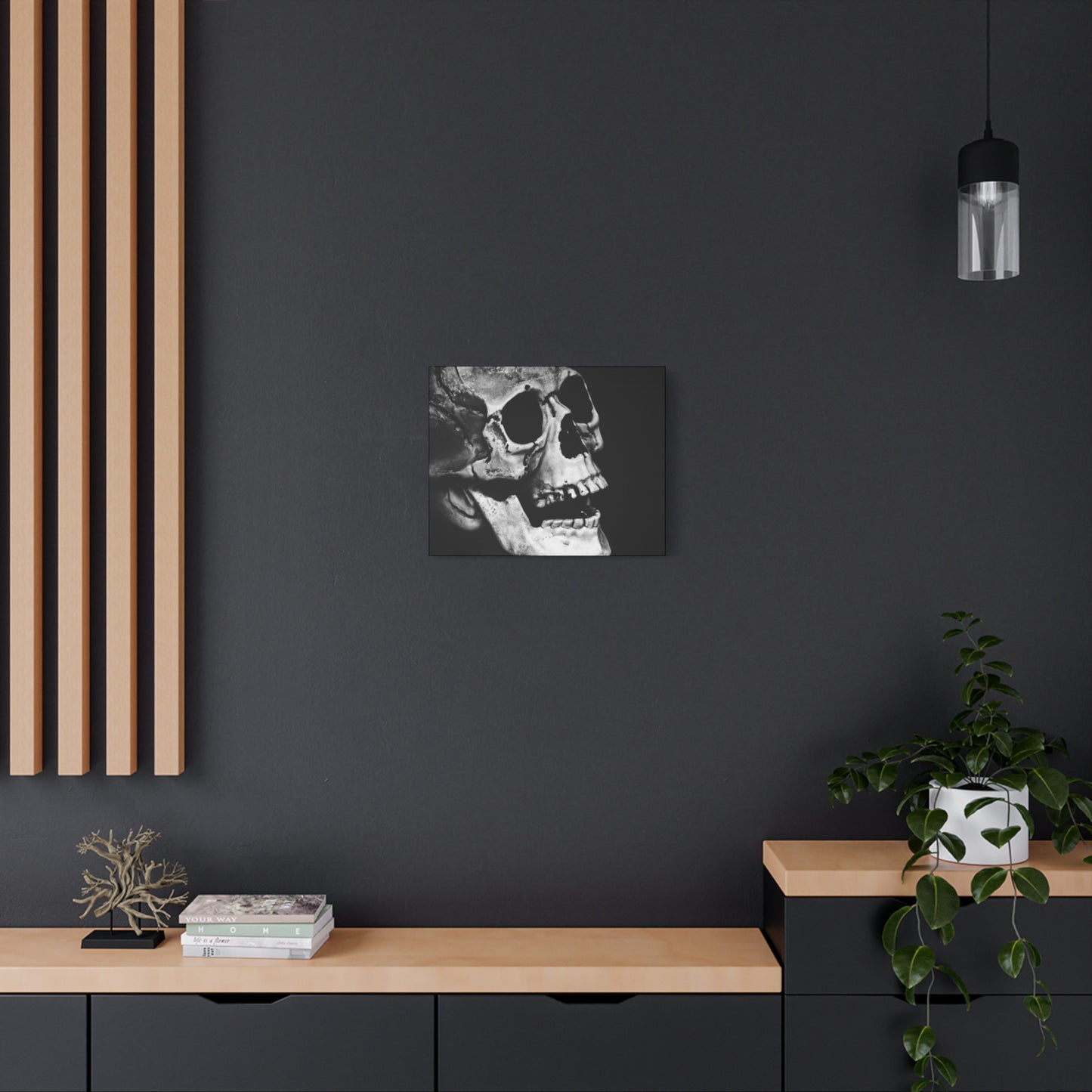 Black Skull Matte Canvas Art, Gothic Wall Decor, Halloween Decoration, Unique Home Aesthetic, Edgy Interior Design
