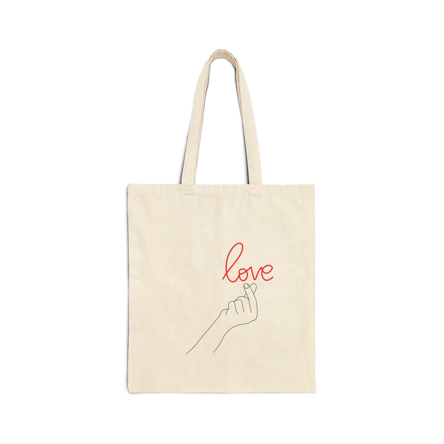 Love Hand Illustration Cotton Canvas Tote Bag
