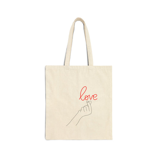 Love Hand Illustration Cotton Canvas Tote Bag